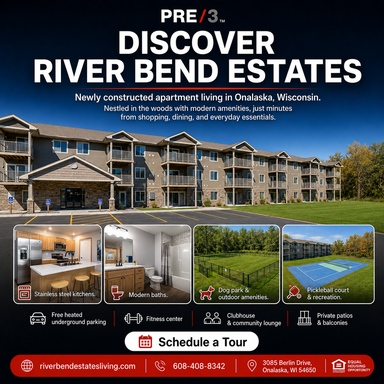 PRE/3 Real Estate Management Facebook ad: River Bend Estates, Onalaska, WI.