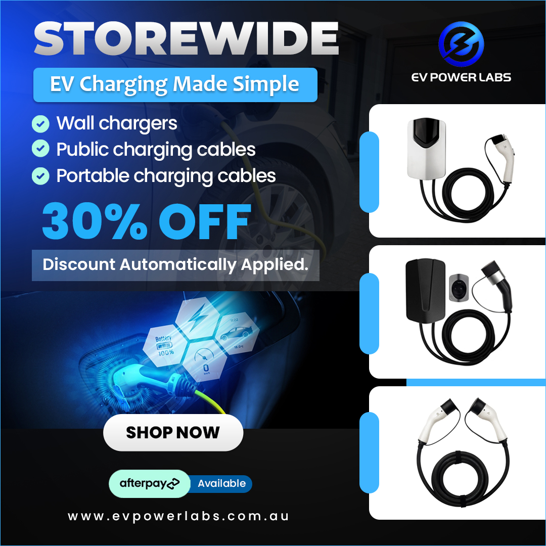 EV Power Labs Facebook ad: 30% OFF Ev Chargers Today!