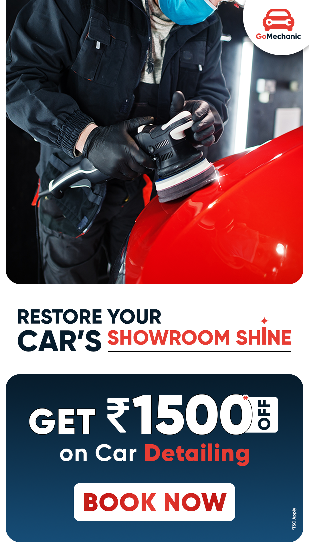GoMechanic Facebook ad: 1500 Off on Car Detailing
