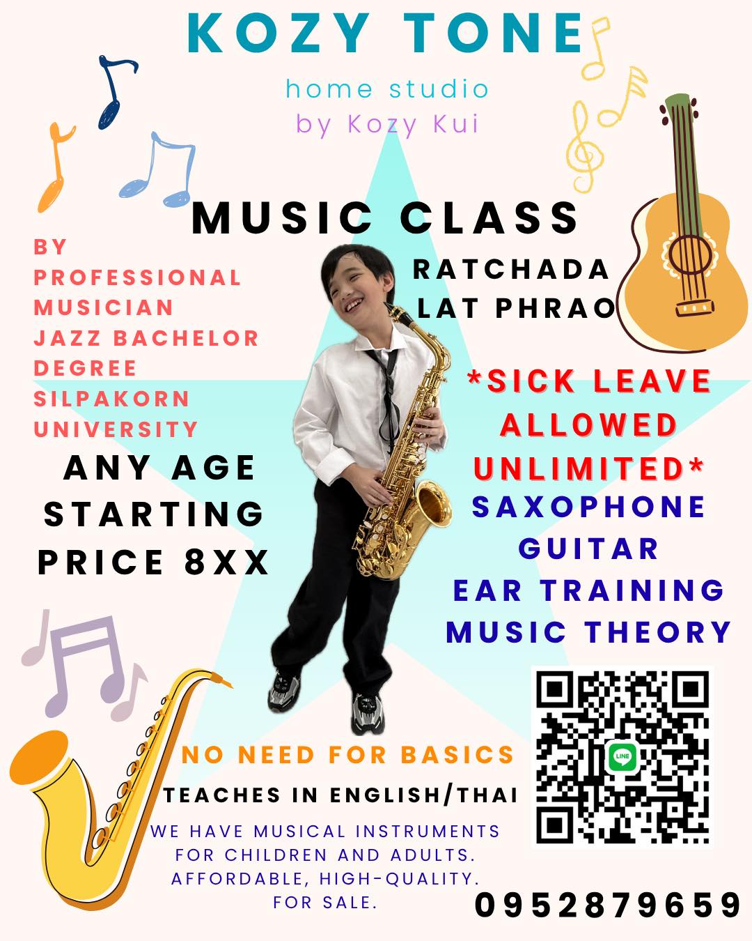 เรียนดนตรี ลาดพร้าว28 Saxophone,Ear,ทฤษฎีbyบัณฑิตJazzดุริยางฯศิลปากร Facebook ad: Music Courses by Professional Musician