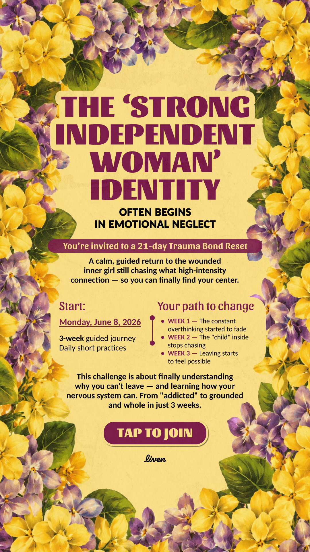 Liven: Self-Discovery Community Facebook ad
