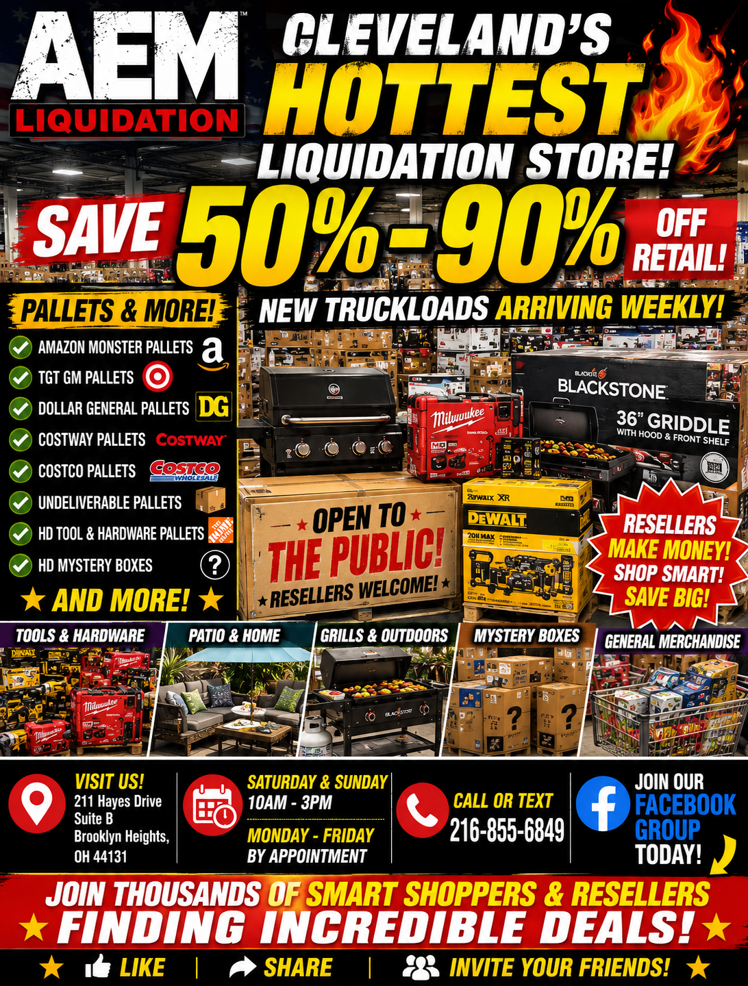 AEM Liquidation Facebook ad: CLEVELAND AREA RESALE GOLDMINE!