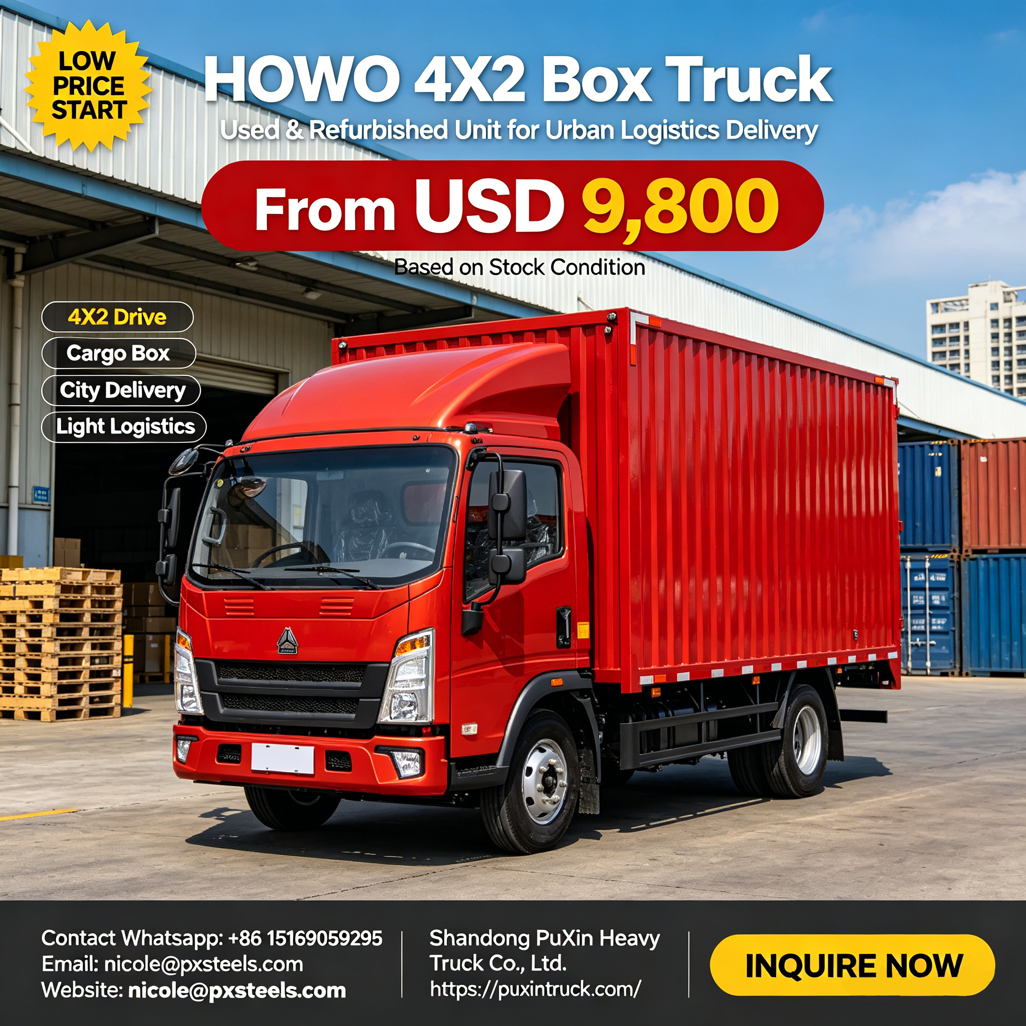 Shandong Pu Xin Heavy Truck Facebook ad: Used HOWO Mixer & Fuel Tanker Trucks
