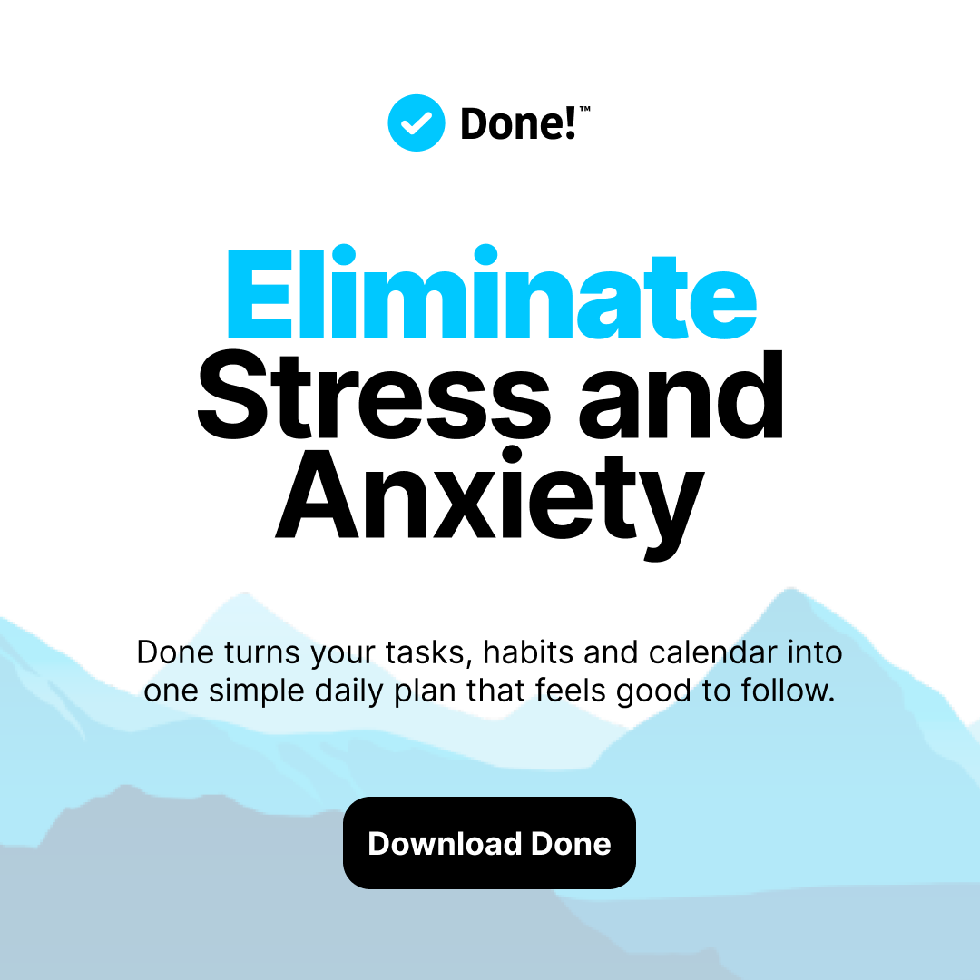 Done - Happy Productivity App Facebook ad: Overwhelmed By To-Dos?
