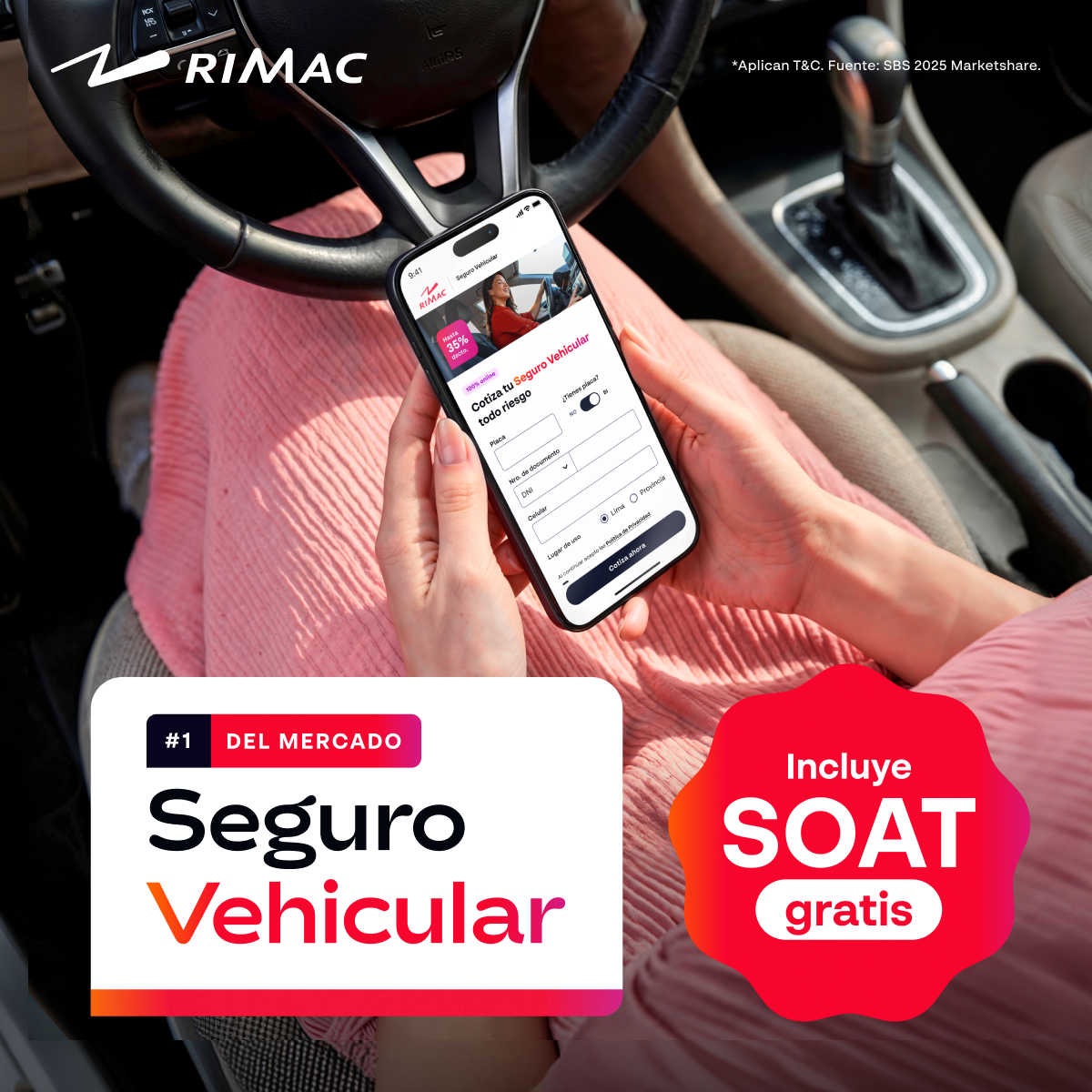 Rimac Seguros Facebook ad: Seguro Vehicular RIMAC
