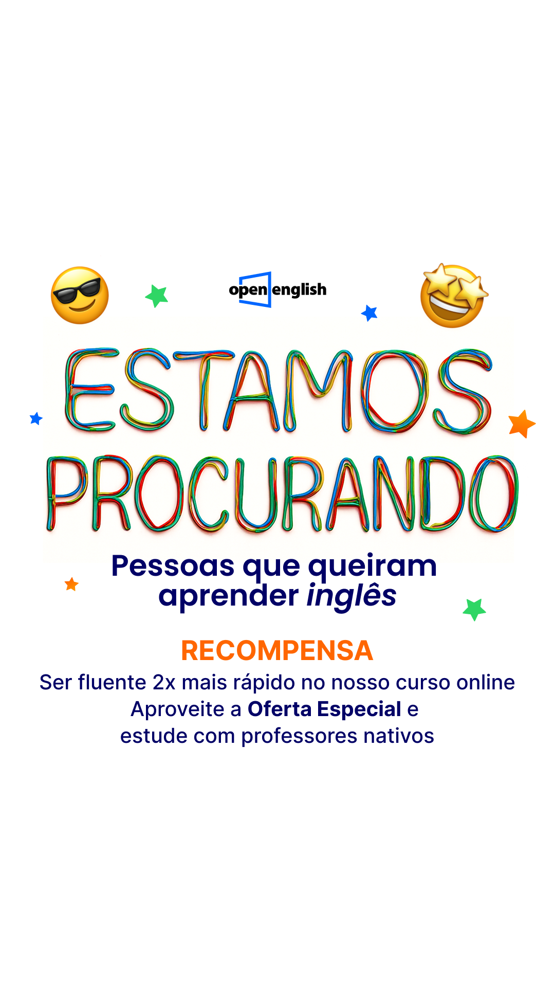 Open English Facebook ad: INGLÊS COM OFERTA ESPECIAL