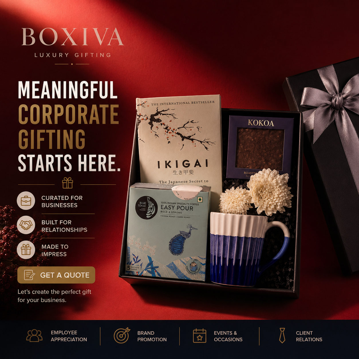 Boxiva Luxury Gifting Facebook ad: Handpicked Luxury Hampers