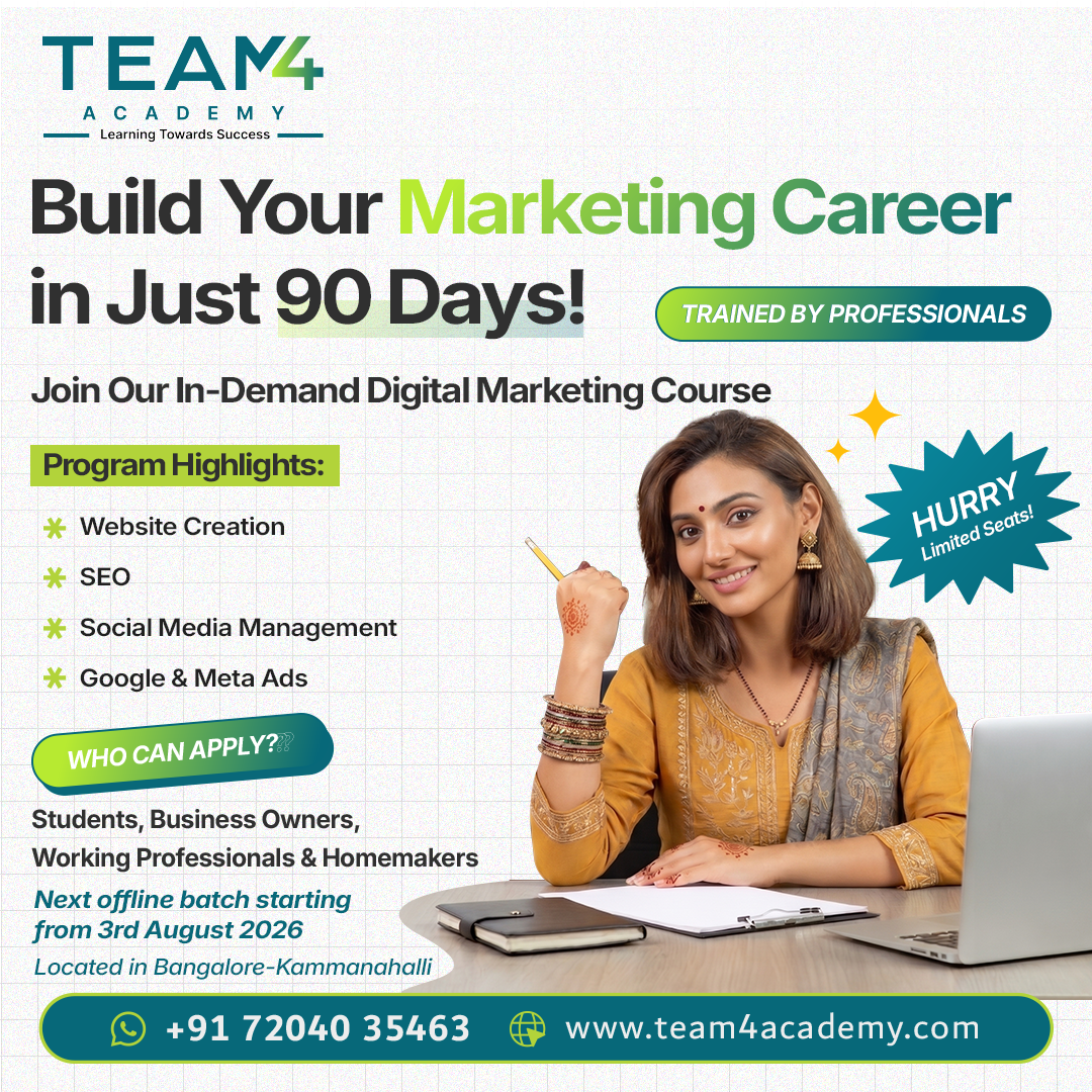 Team4 Digital Marketing Facebook ad: Build Your Marketing Career in 90 Days
