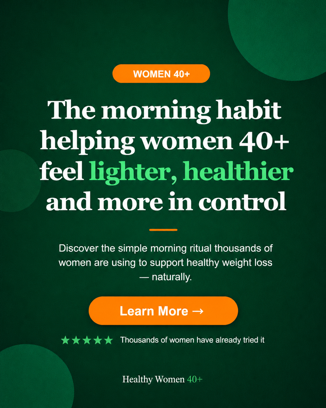 Healthy Women Over 40 Facebook ad: Your metabolism can work for you again