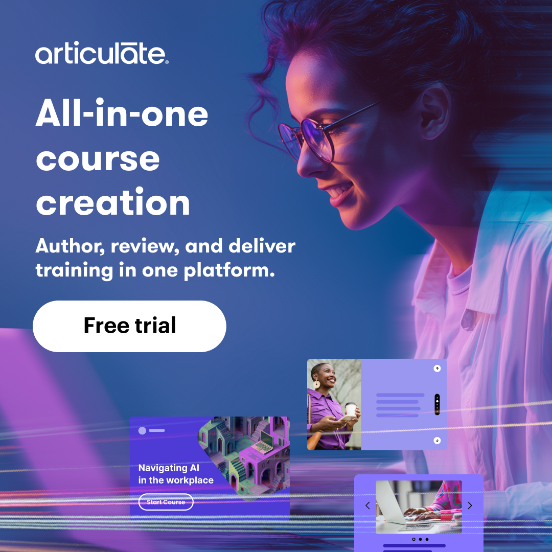 Articulate Facebook ad: Why Great Courses Start Before You Build
