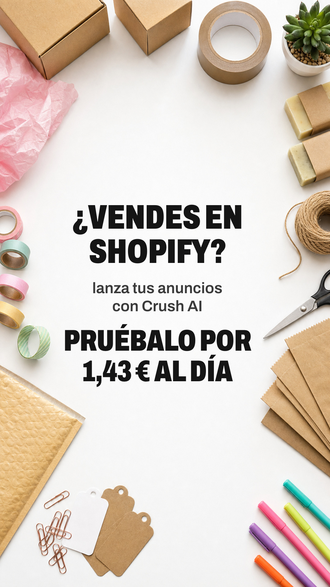 trycrush.ai Facebook ad: ¿Vendes en Shopify?