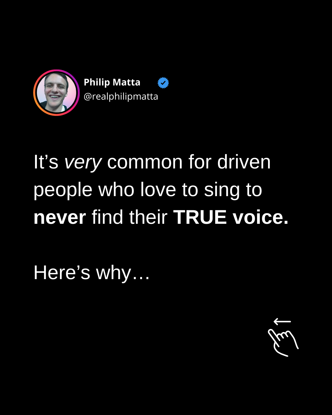Philip Matta Facebook ad: Let's talk about your voice for a second.