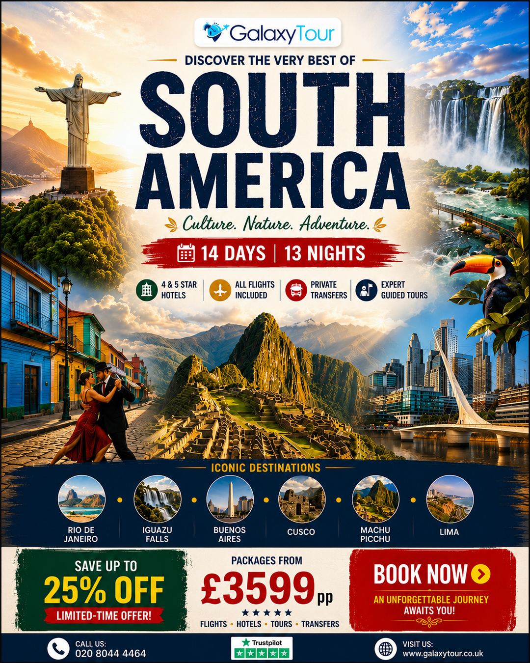 Galaxy Tours Facebook ad: Three Countries. One Epic Journey.