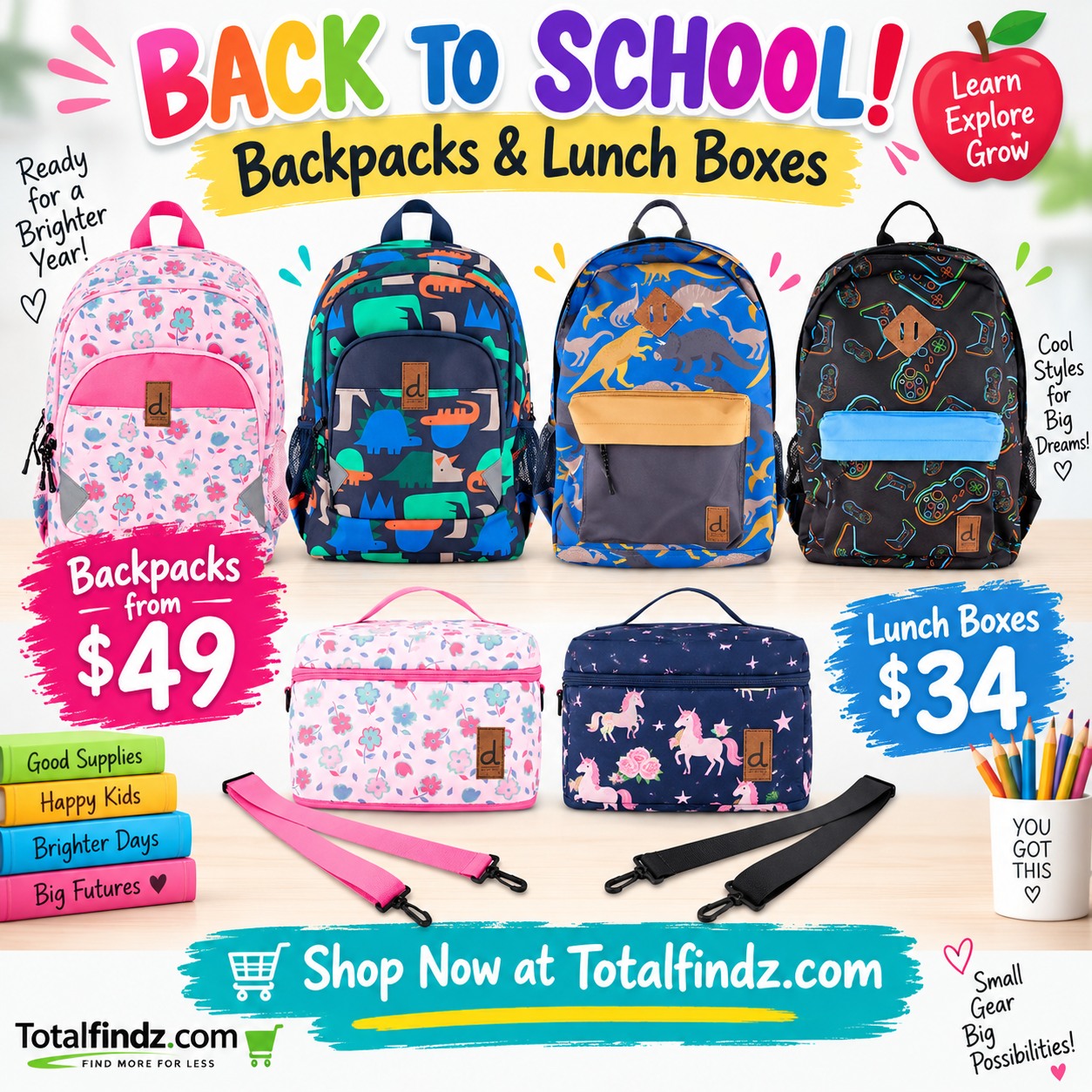 TotalFindz - Discover, Shop, Love. Facebook ad: BACK TO SCHOOL IS HERE!