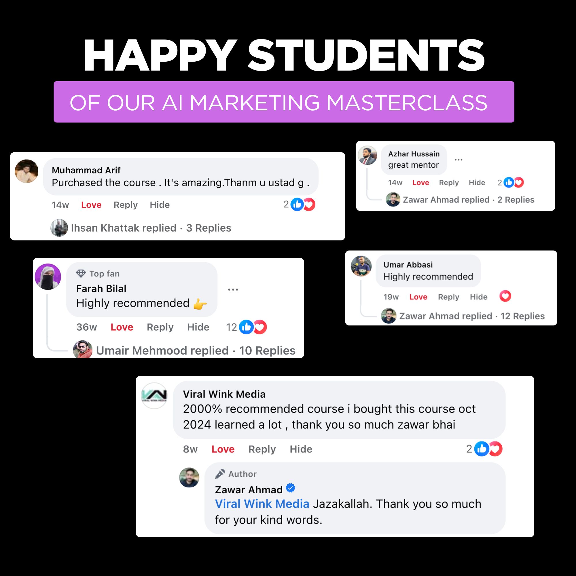 Zawar Ahmad Facebook ad: The AI Marketing Automation Masterclass is now available…