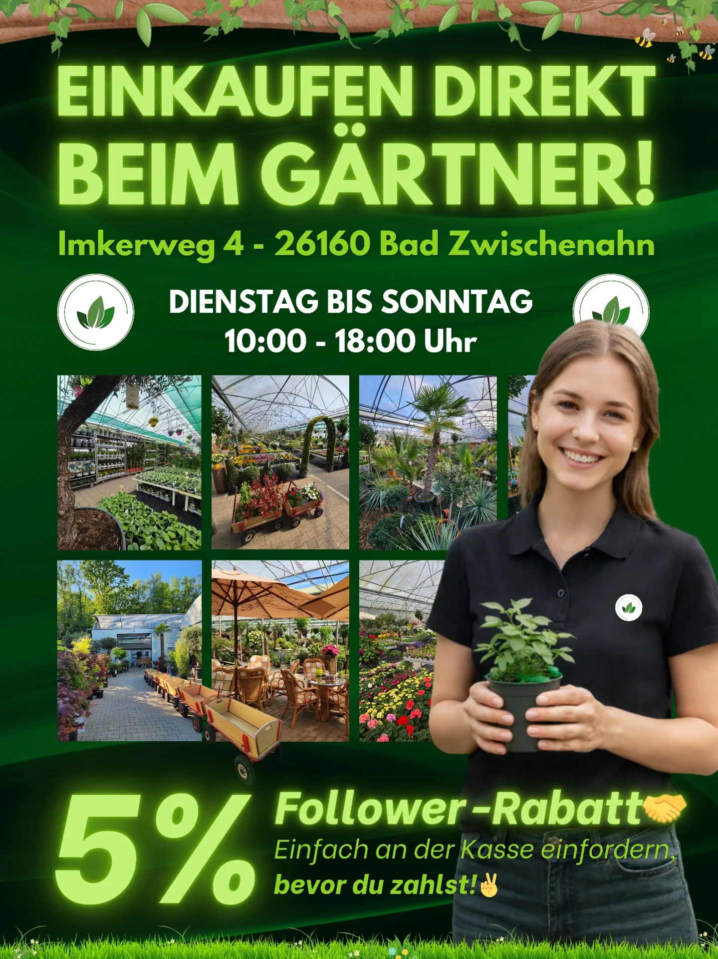 R.Wardenburg Gartenbau Facebook ad: Einkaufen direkt beim Gärtner!