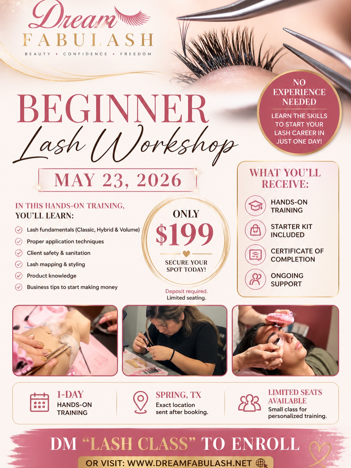 Dream FabuLash LLC Facebook ad: BEGINNER LASH WORKSHOP