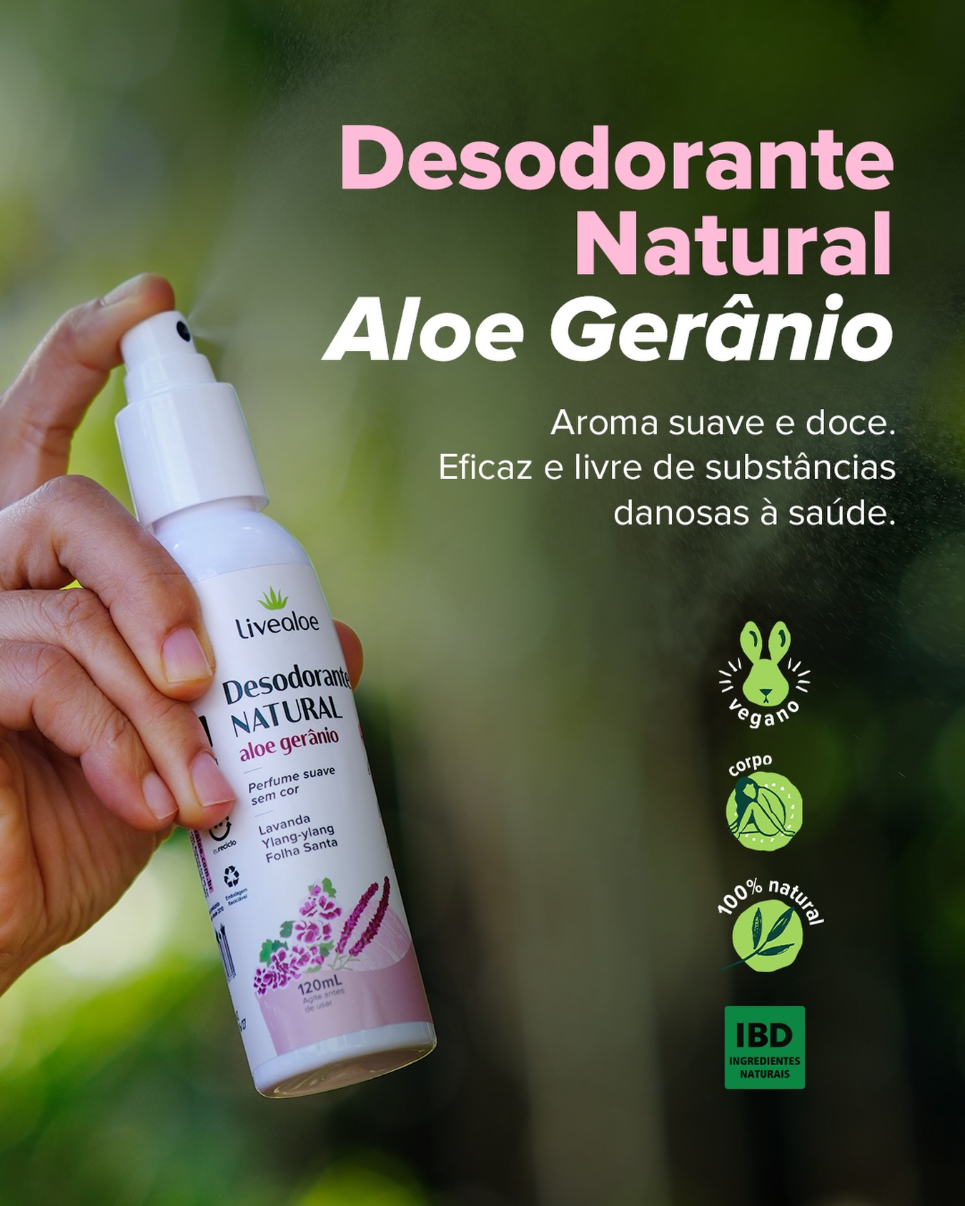 Livealoe Cosméticos Facebook ad: Desodorante Natural Aloe Gerânio 60ml - Proteção Suave e…
