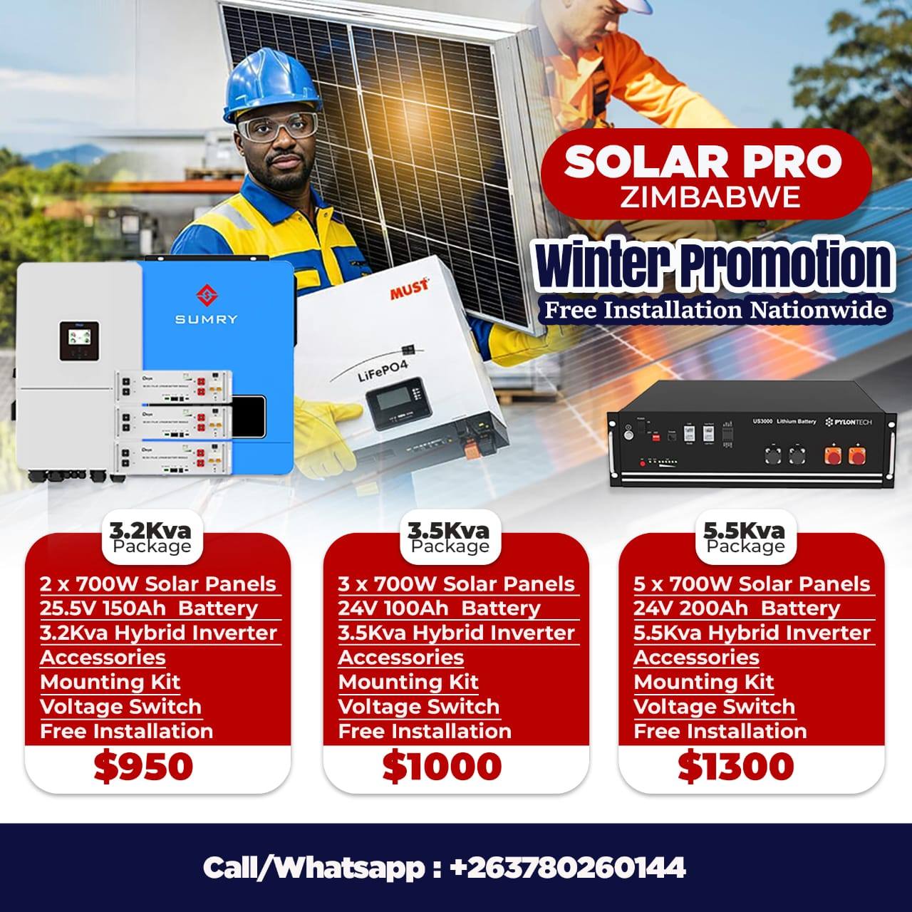 Solar Pro Zimbabwe Facebook ad: Get your solar package at a cheapest price…