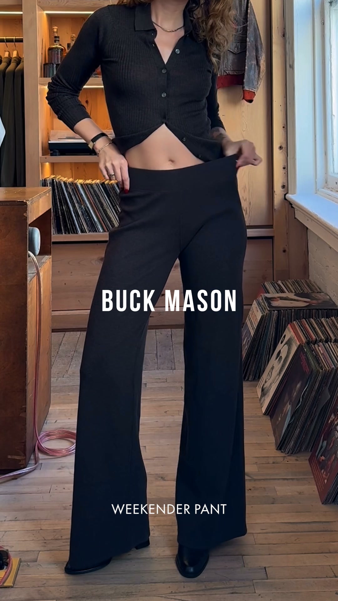 Buck Mason Women's Facebook ad: Surplus Rib Weekender Pant
