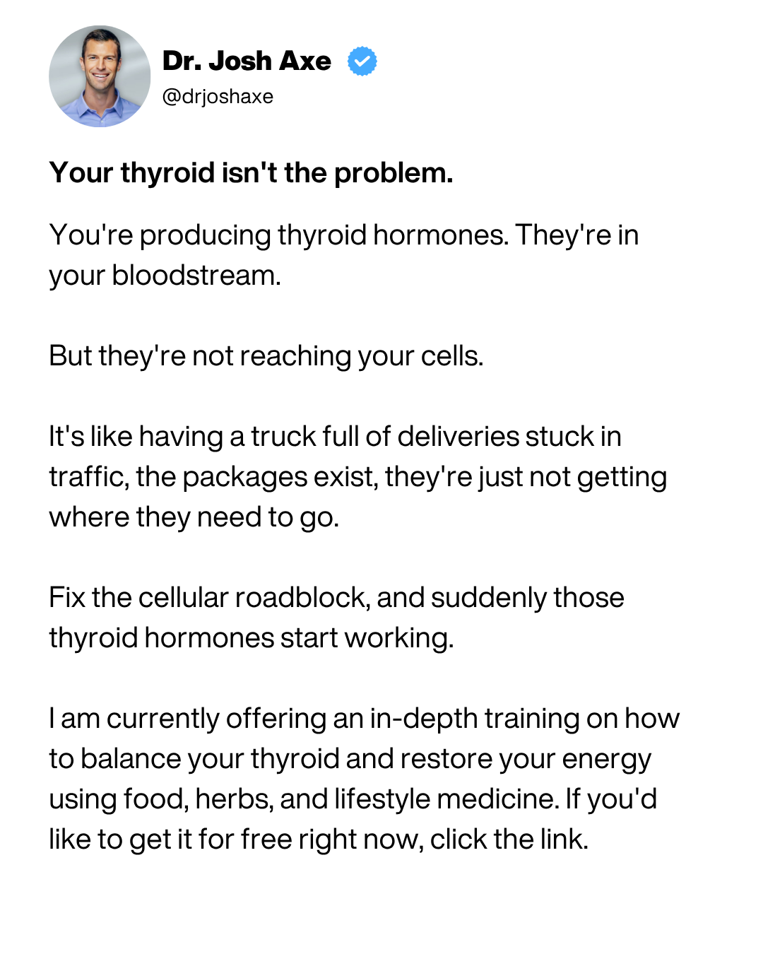 Dr. Josh Axe Facebook ad