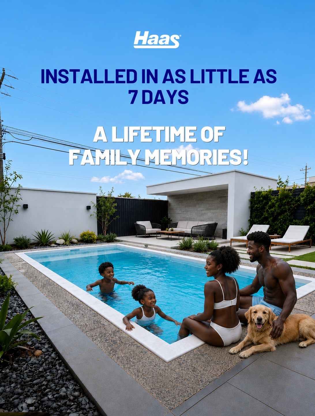 Haas Pools Guyana Facebook ad: Installed in as little as 7 days