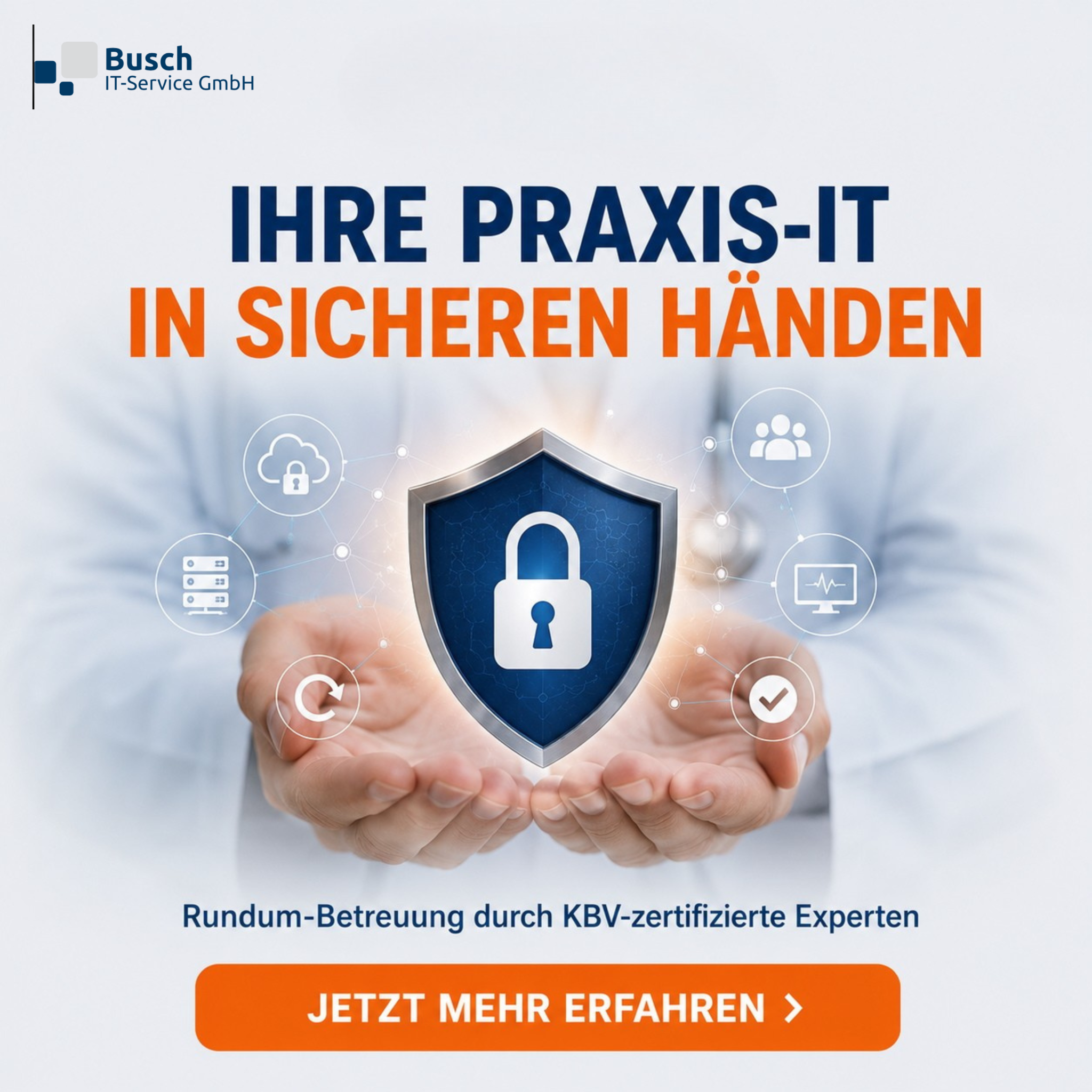 Busch IT-Service GmbH Facebook ad: Cyberangriff auf Arztpraxis - so schützen Sie sich