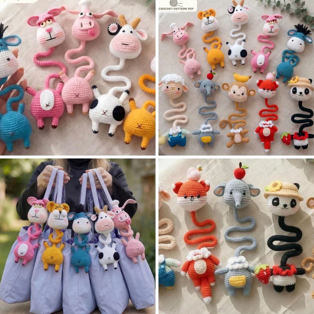 Fanttastticrochet Facebook ad: 10 in 1 Long Neck Animal Bag Charm Crochet Pattern
