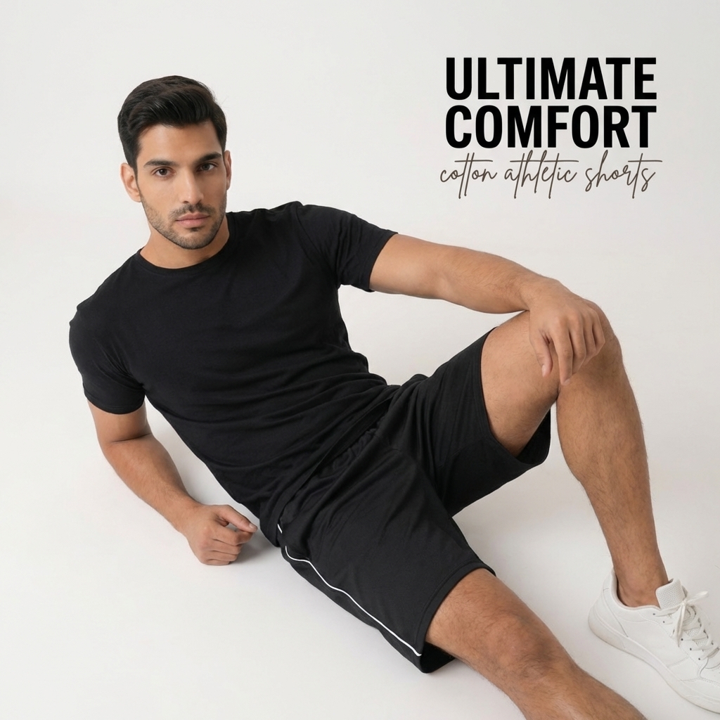 Prosperity Facebook ad: Buy Black Cotton Athletic Shorts for Men!