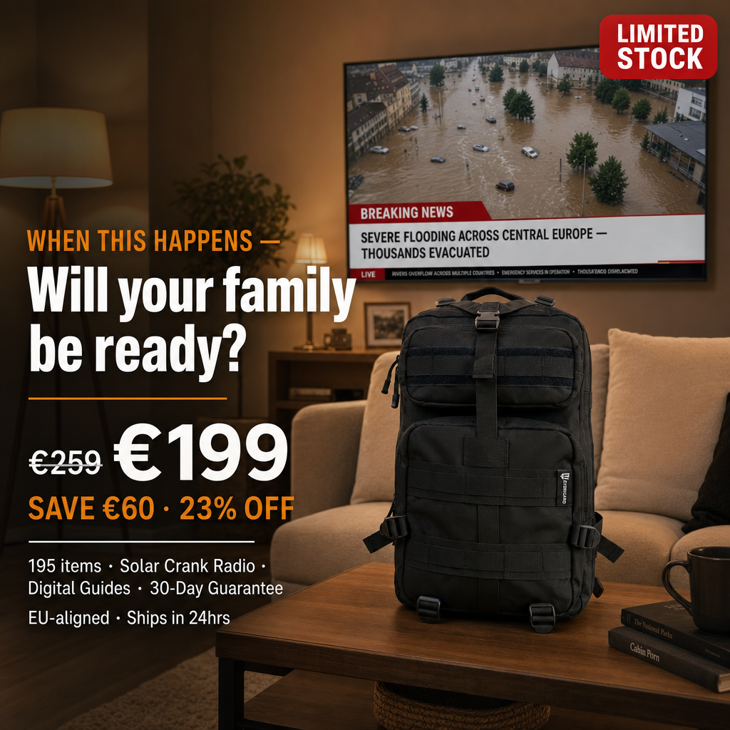 Everguard Facebook ad: 195 Items. One Backpack. €60 OFF.