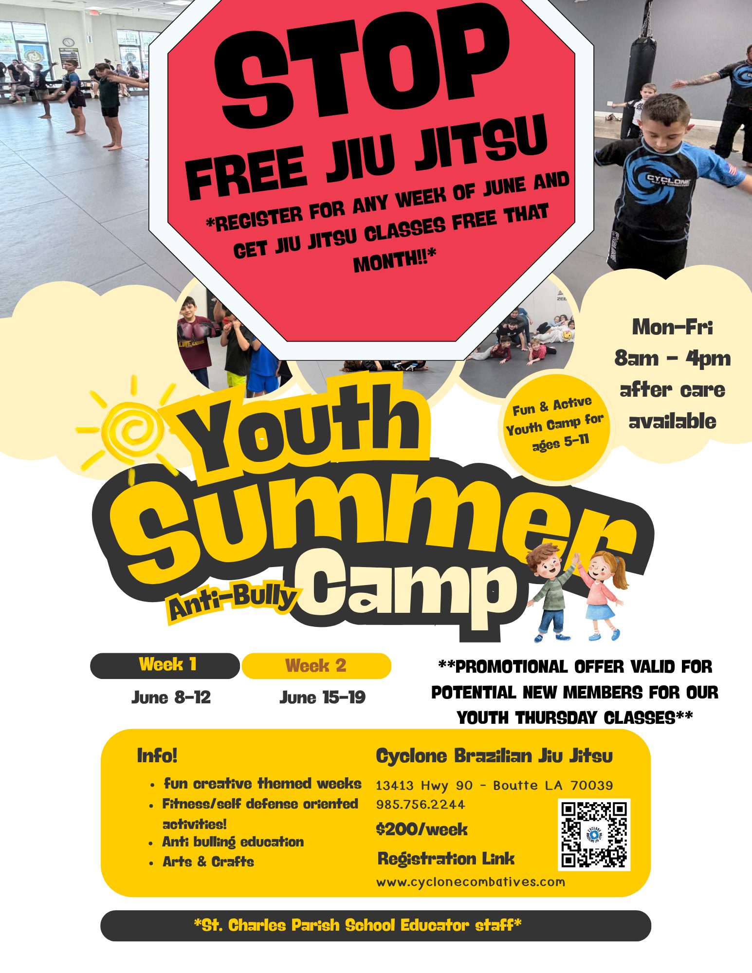 Cyclone BJJ and Combatives Facebook ad: FREE JIU JITSU!
