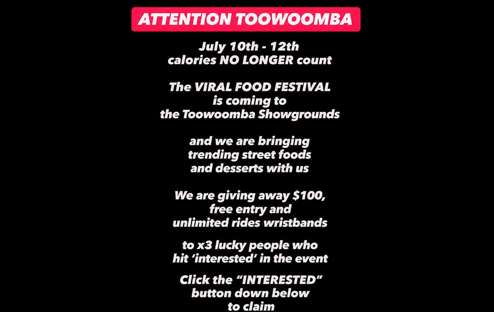Viral Food Festival Facebook ad: Toowoomba Viral Food Festival