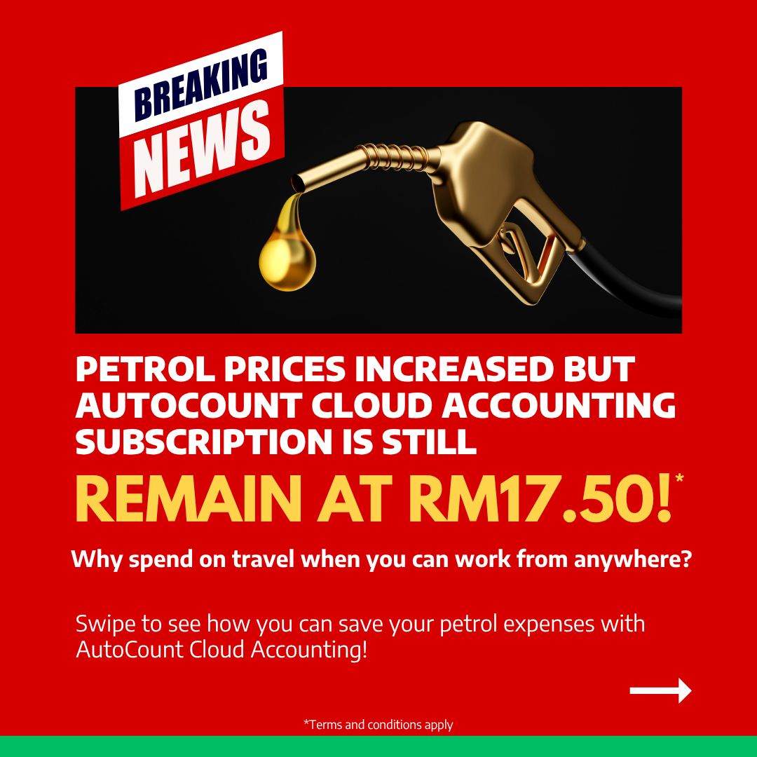 AutoCount Facebook ad: Petrol price up again… wallet crying already?