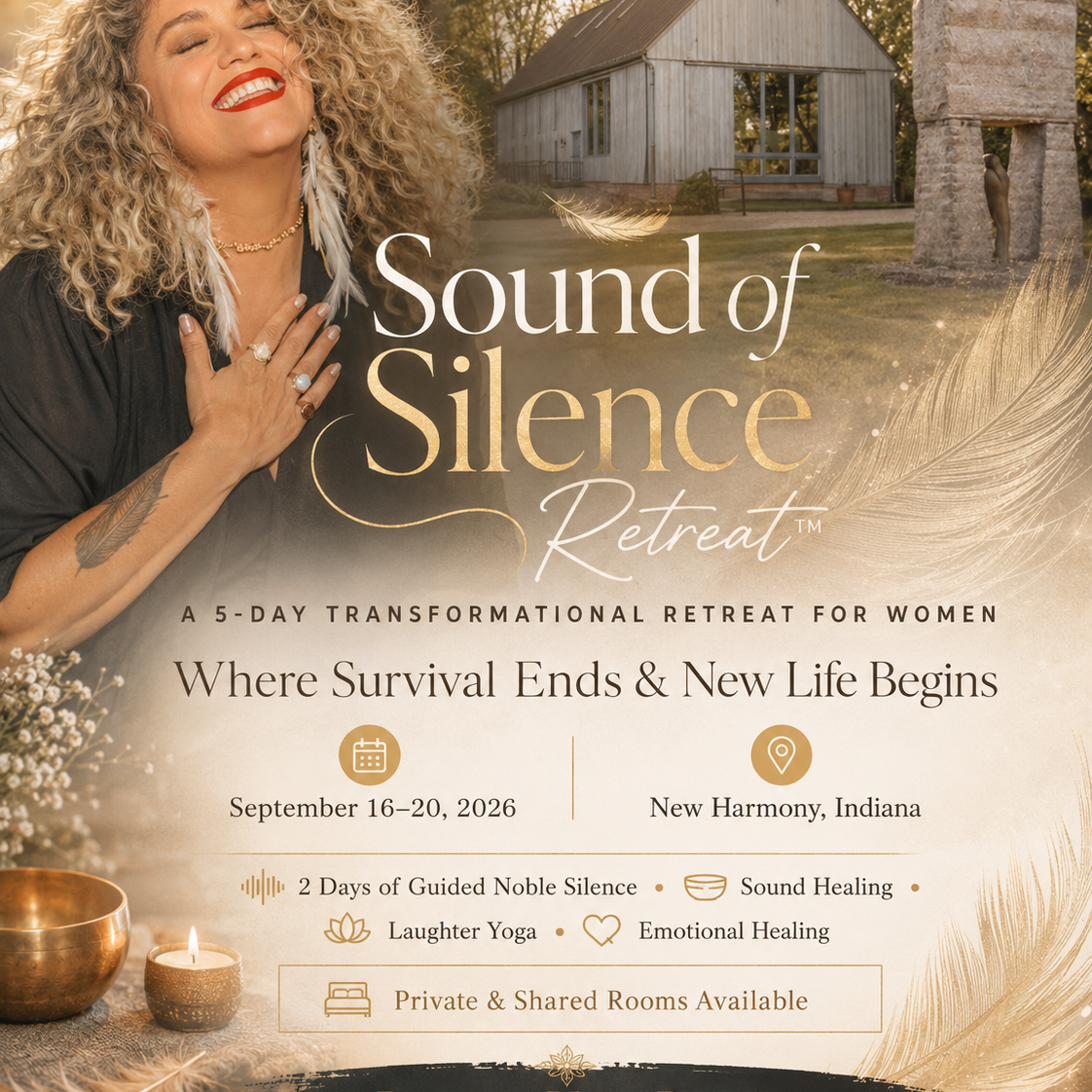 Tiffany Marshall Facebook ad: Sound of Silence healing retreat for women in Indiana
