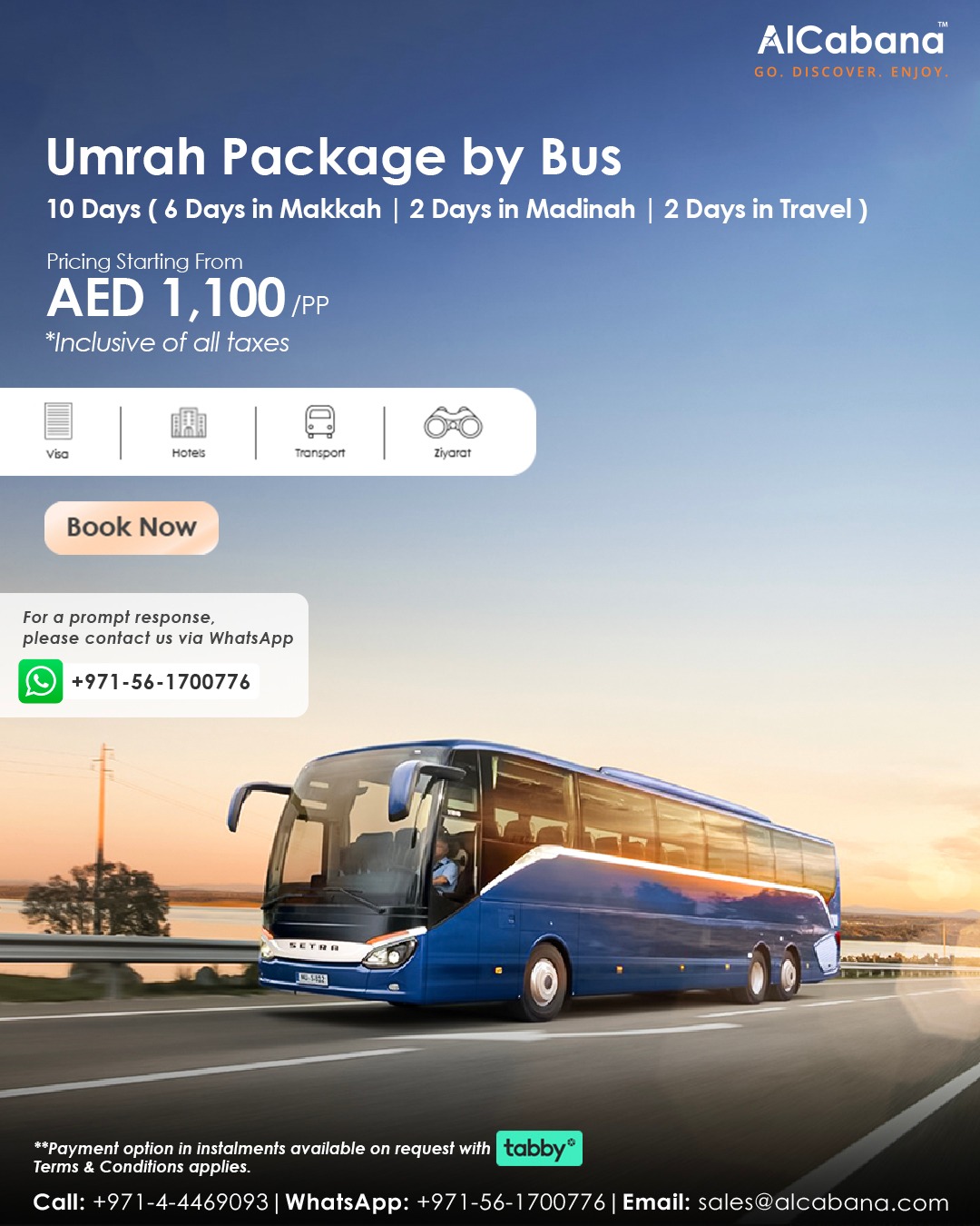 AlCabana Facebook ad: Travel towards your blessed Umrah journey with AlCabana…