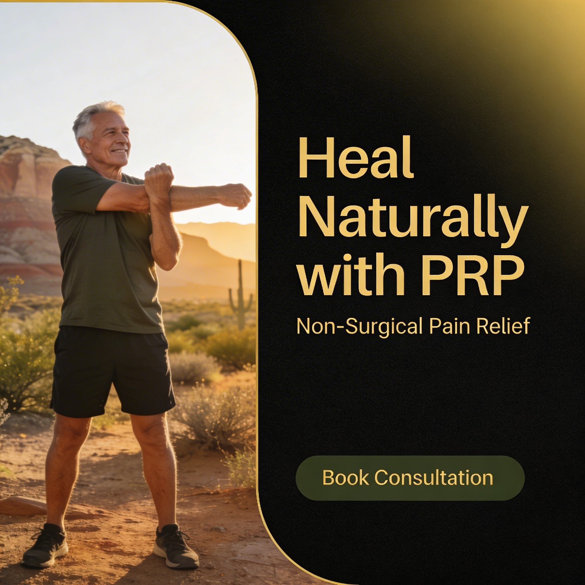 Comprehensive Pain Management Facebook ad: Non-Surgical PRP Options