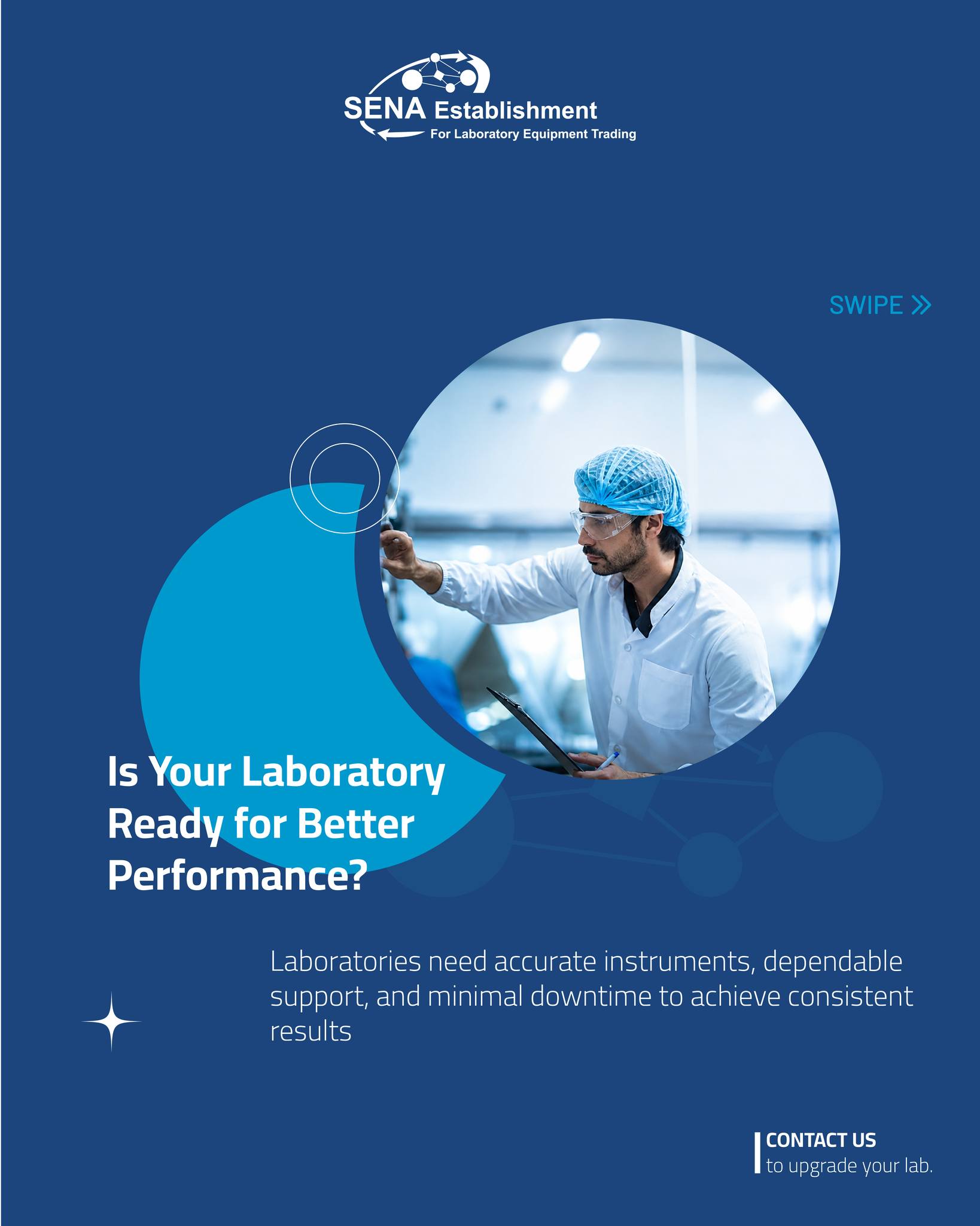 SENA Laboratory Supplies Facebook ad: Better laboratory performance starts with the right partner.