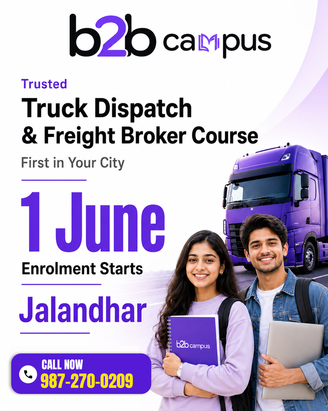 B2B Campus Facebook ad: Truck Dispatch Course in Jalandhar