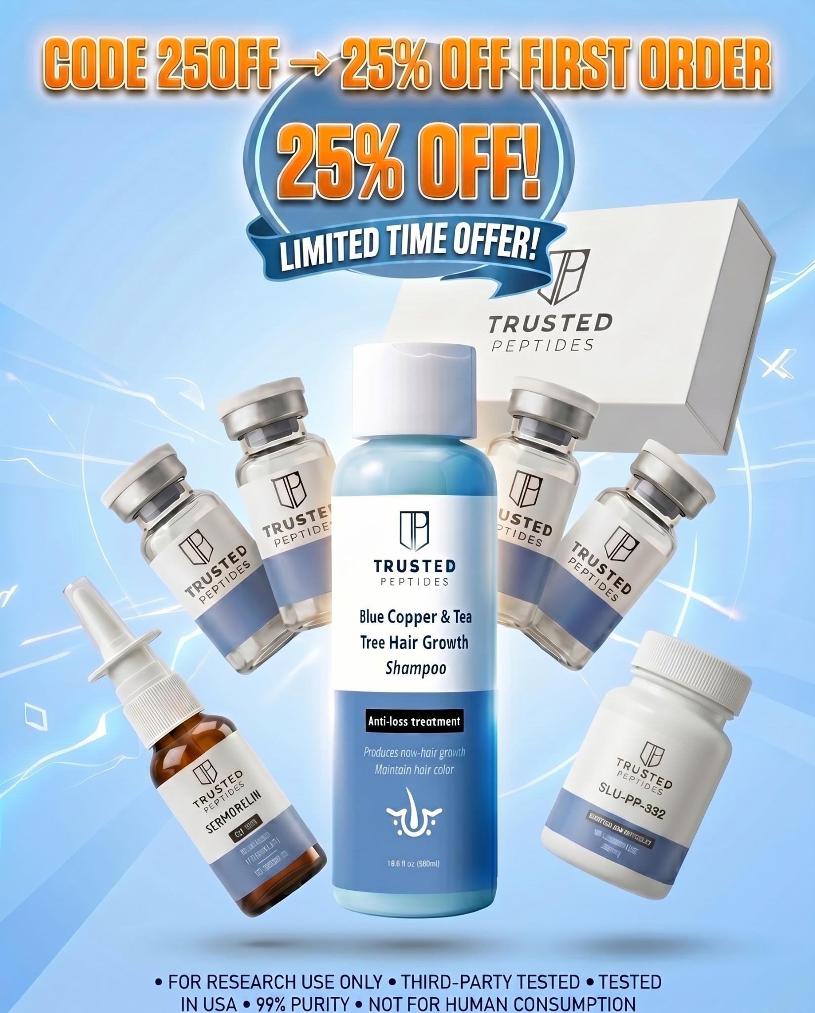Trusted Peptides Facebook ad: New Buyers Get a FREE $25 Gift Card, Shop Now