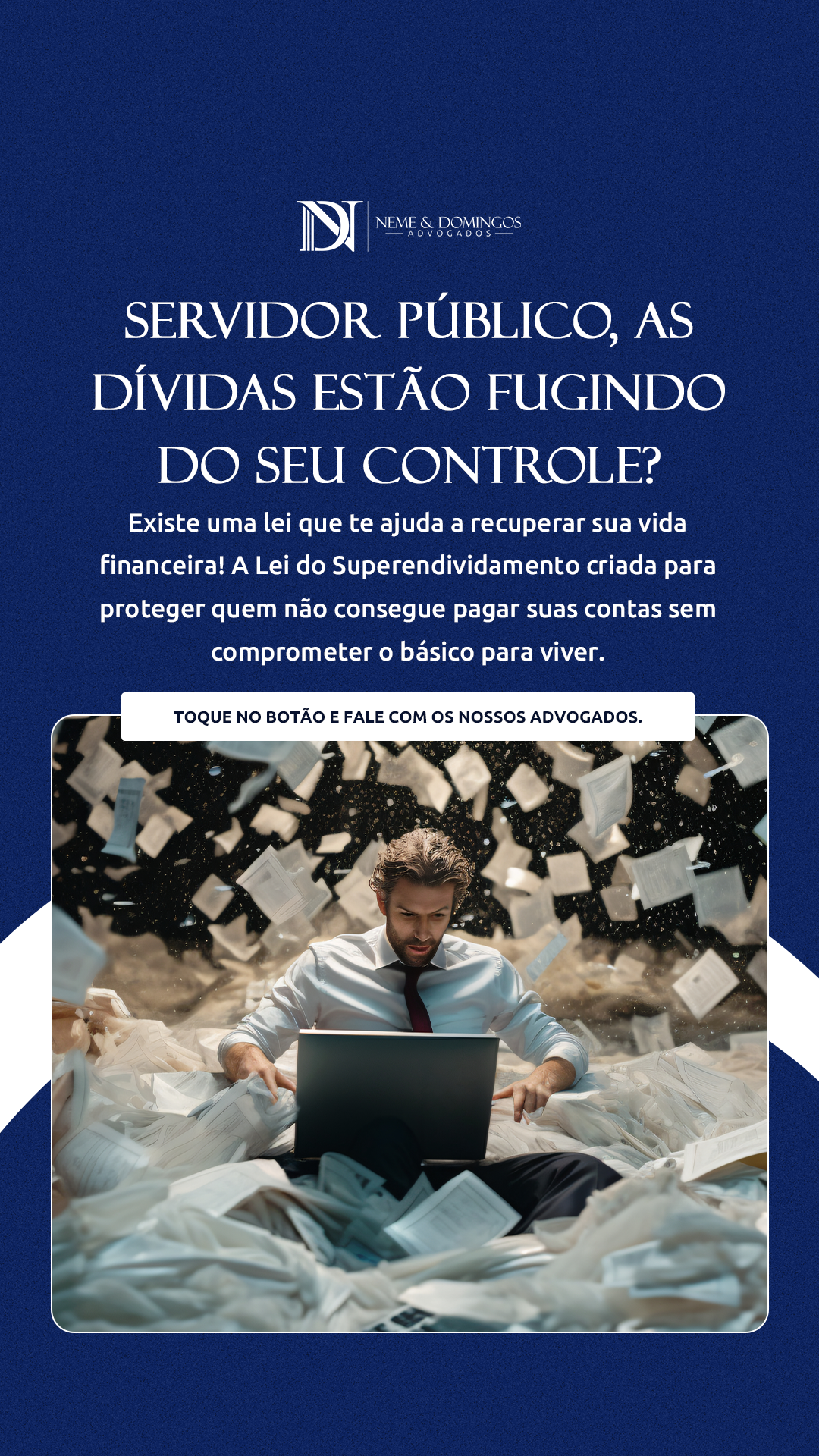Neme & Domingos Advogados Facebook ad from Mar 31, 2026