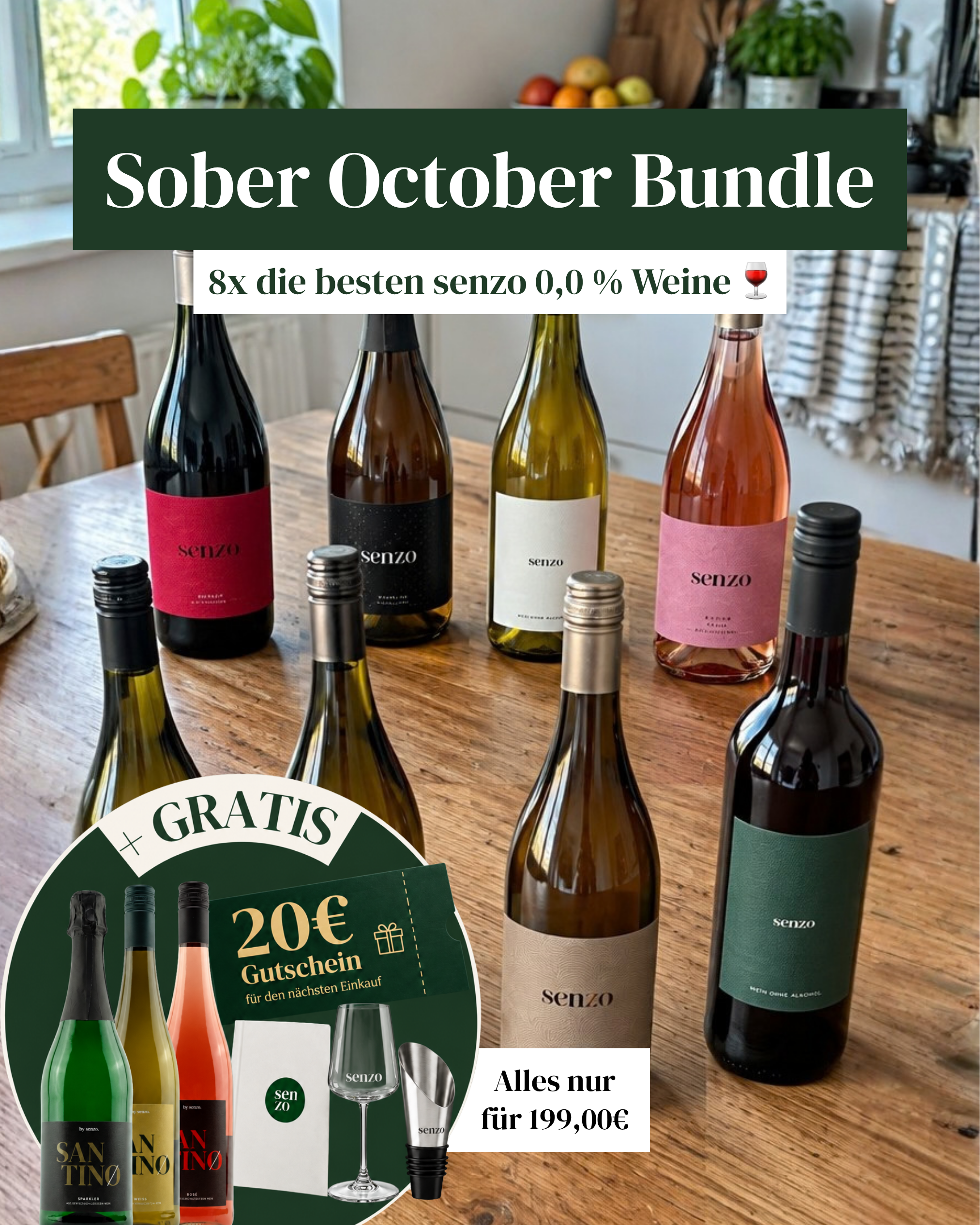 Senzo Facebook ad: 100% Wein, 0,0% Alkohol