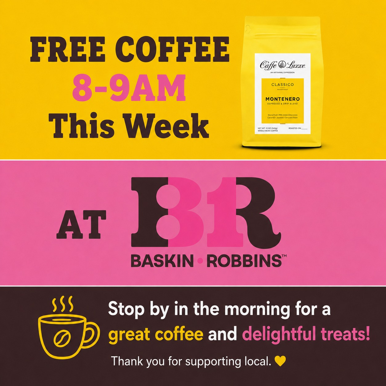 Thetacoffeesb Facebook ad: Our coffee brewer is officially up and running!