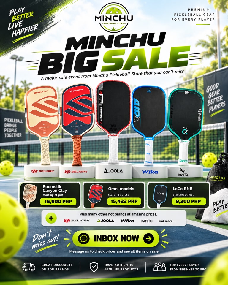 MinChu Pickleball Store Facebook ad: MINCHU PICKLEBALL BIG SALE IS HERE!