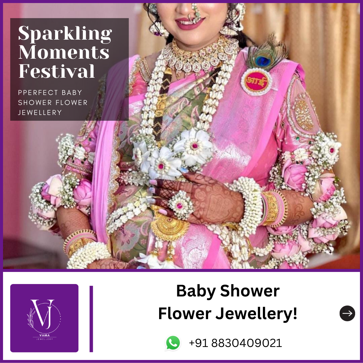Vama Jewellery Facebook ad: Celebrate Motherhood with Elegant Baby Shower Flower…