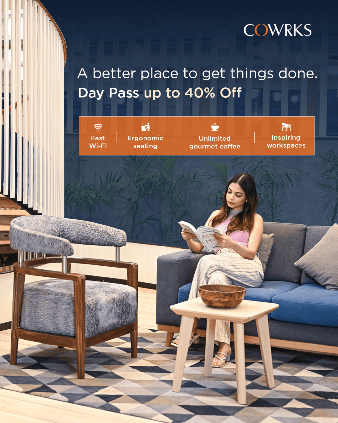 COWRKS Facebook ad: COWRKS Day Pass