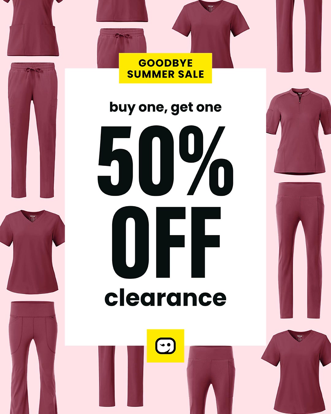 Wink Scrubs Facebook ad: BOGO 50% OFF LAST CHANCE SCRUBS