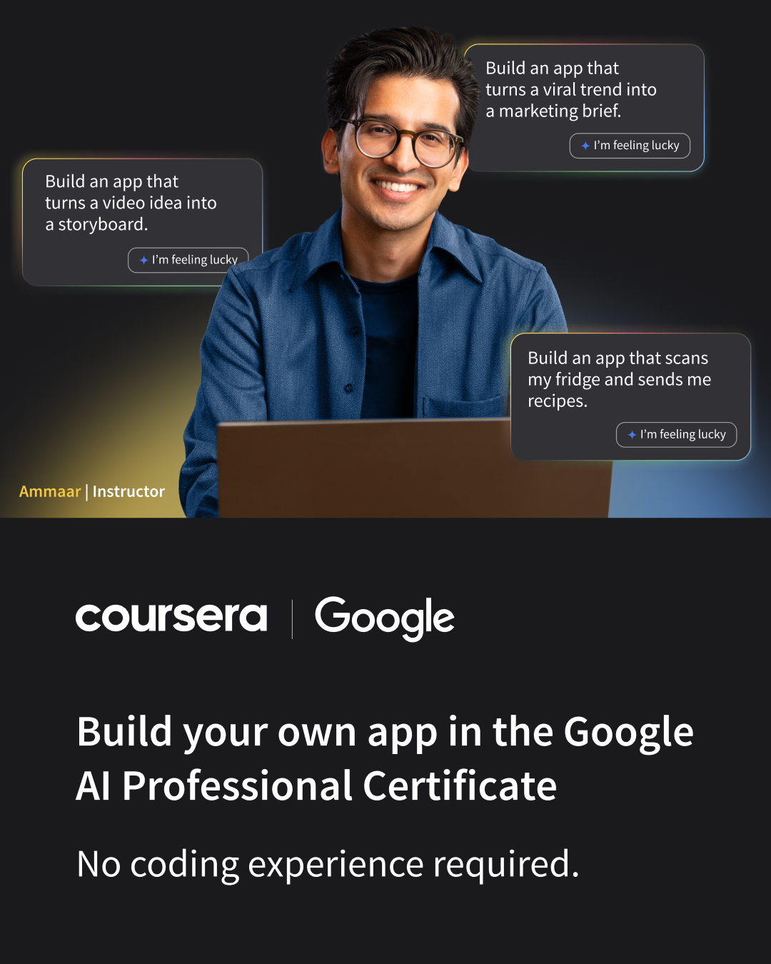 Coursera Facebook ad: Google AI Professional Certificate