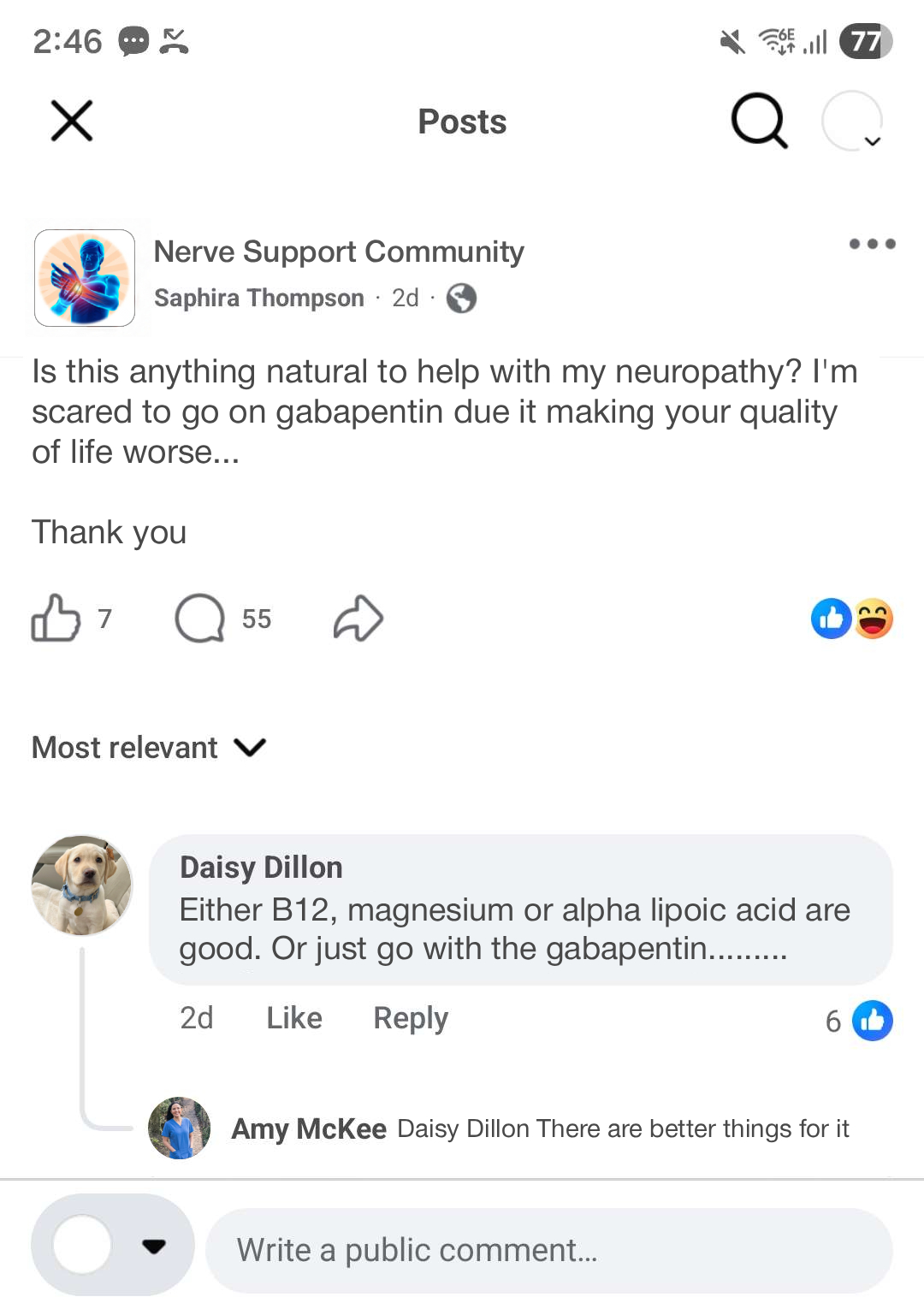 Nerve Support Community Facebook ad