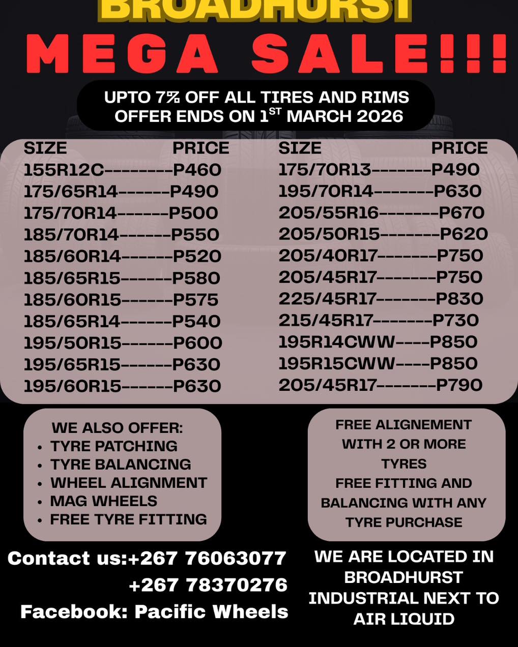 Pacific Wheels and Tires broadhurst Facebook ad: February sale