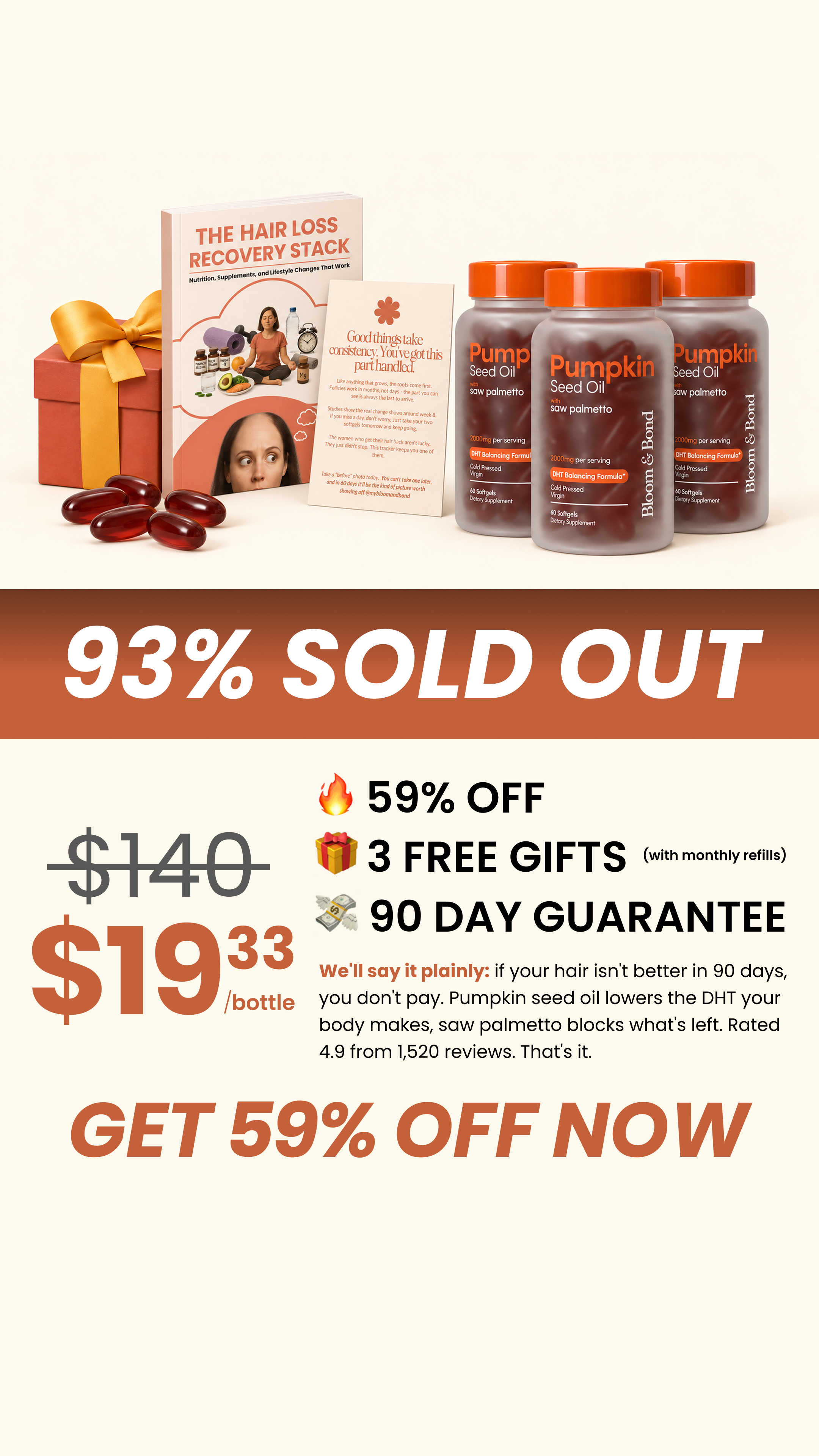 Bloom & Bond Facebook ad: Thicker, Fuller Hair, Naturally